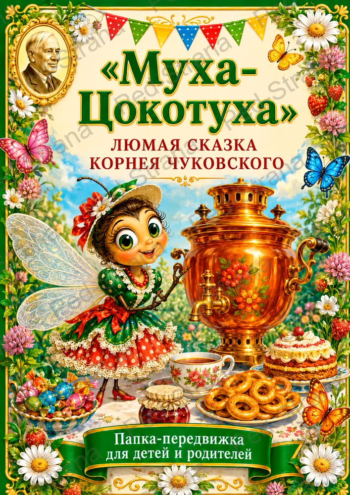 Муха-Цокотуха Корнея Чуковского — папка-передвижка — страница-пример 2