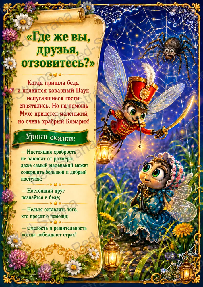 Муха-Цокотуха Корнея Чуковского — папка-передвижка — страница-пример 5