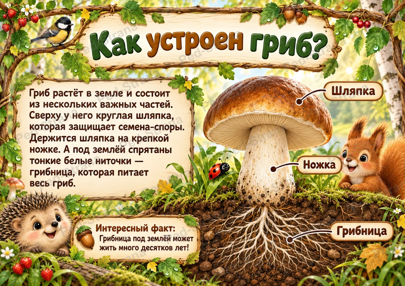 Тематический альбом "Лесное лукошко: съедобные грибы" — страница-пример 3