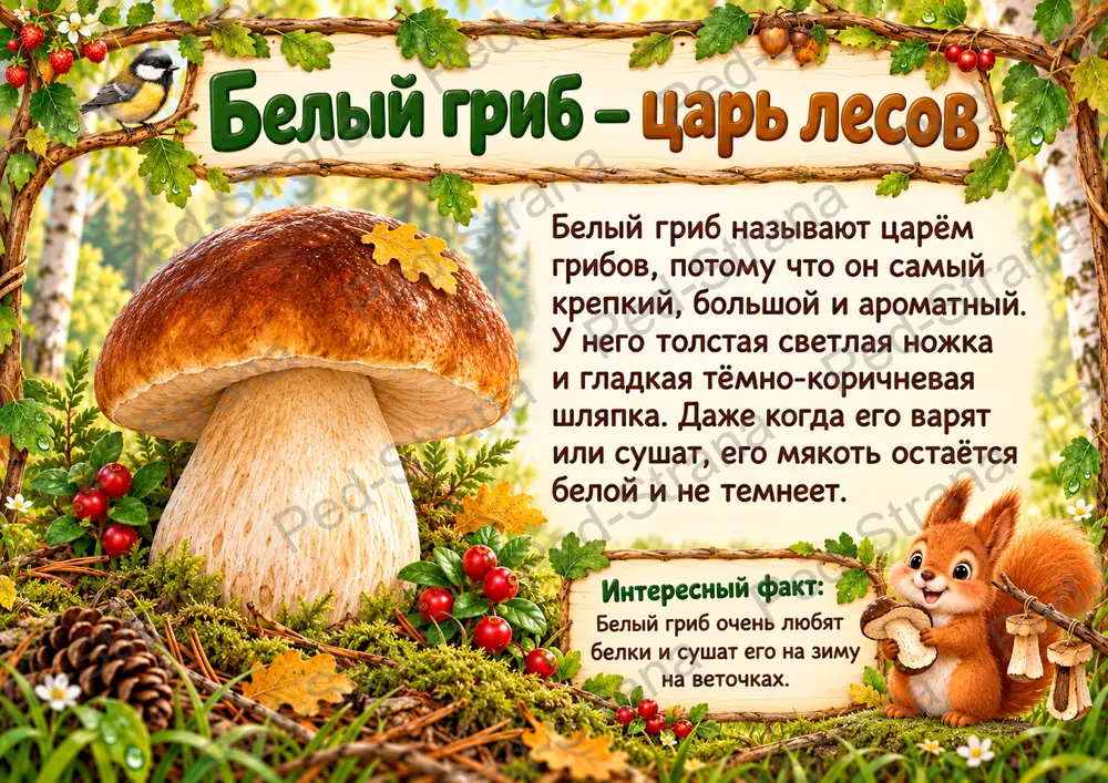 Тематический альбом "Лесное лукошко: съедобные грибы" — страница-пример 4