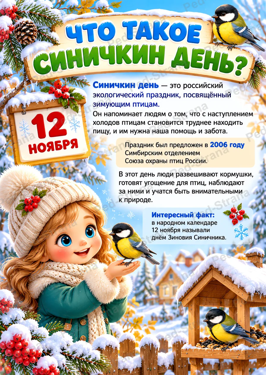 Папка - передвижка "12 ноября - Синичкин день" — страница-пример 1