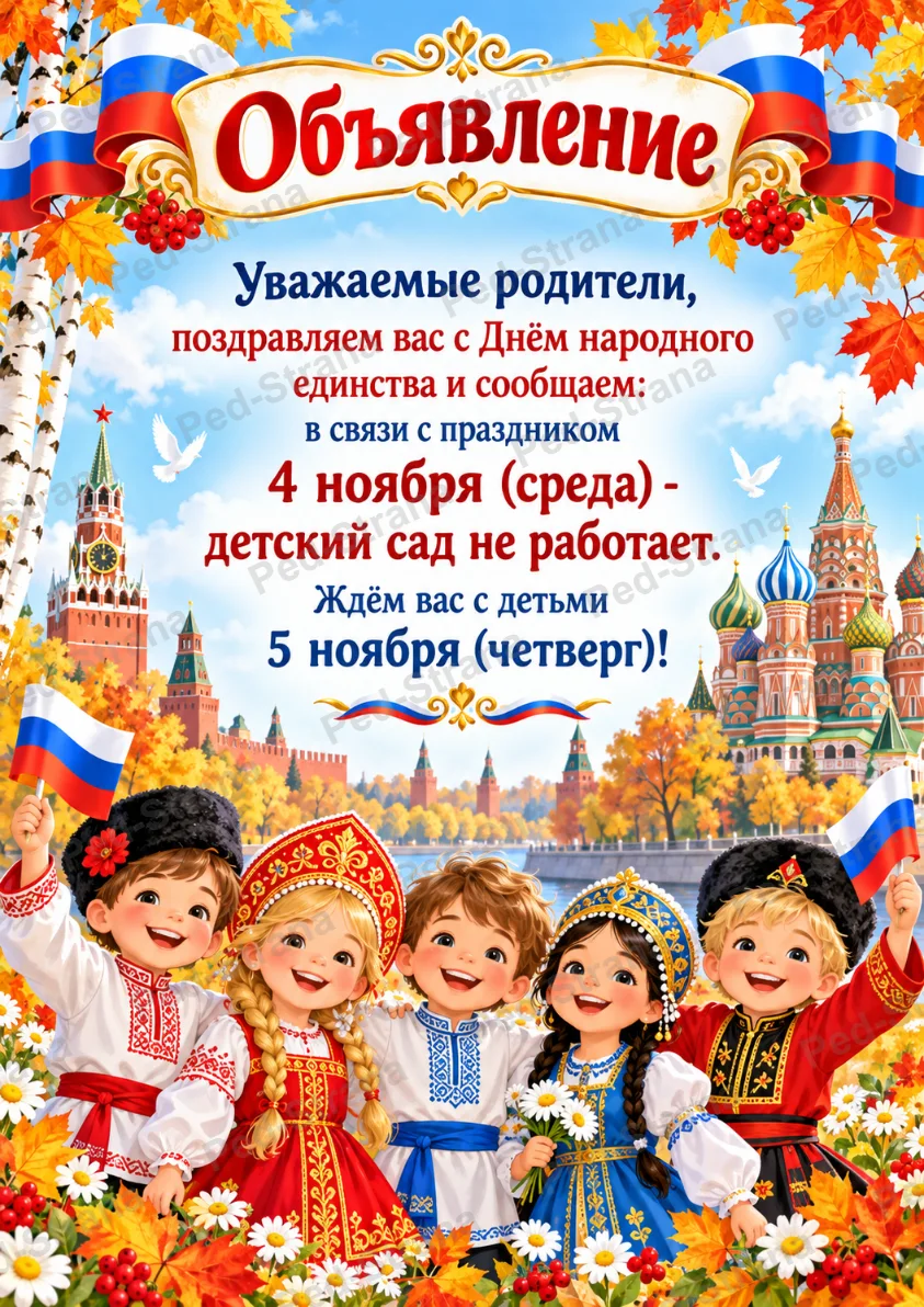 Объявления ко Дню народного единства — страница-пример 1