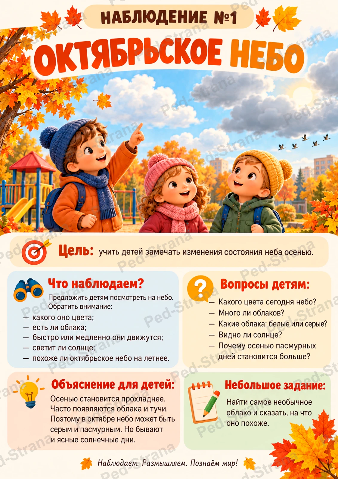 Картотека наблюдений в октябре — страница-пример 1