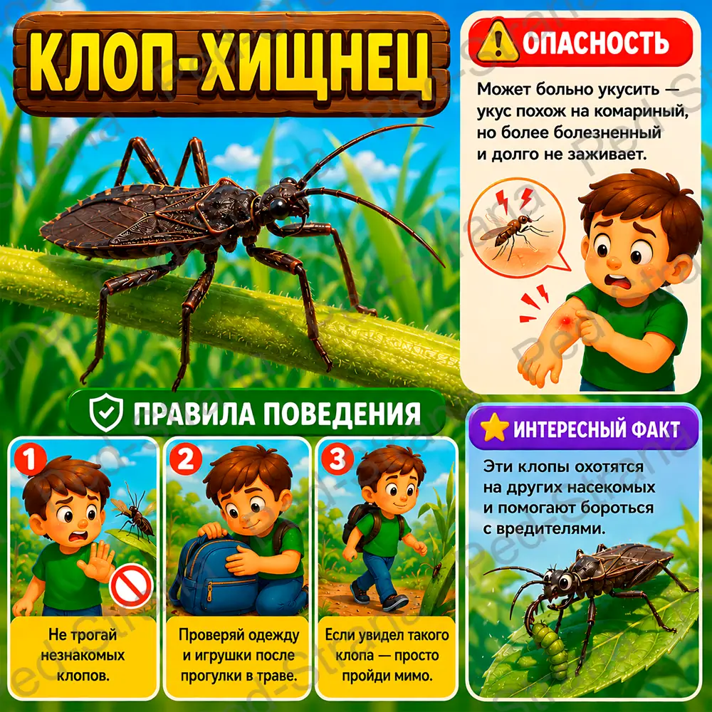 Тематические карточки "Опасные насекомые" — страница-пример 4