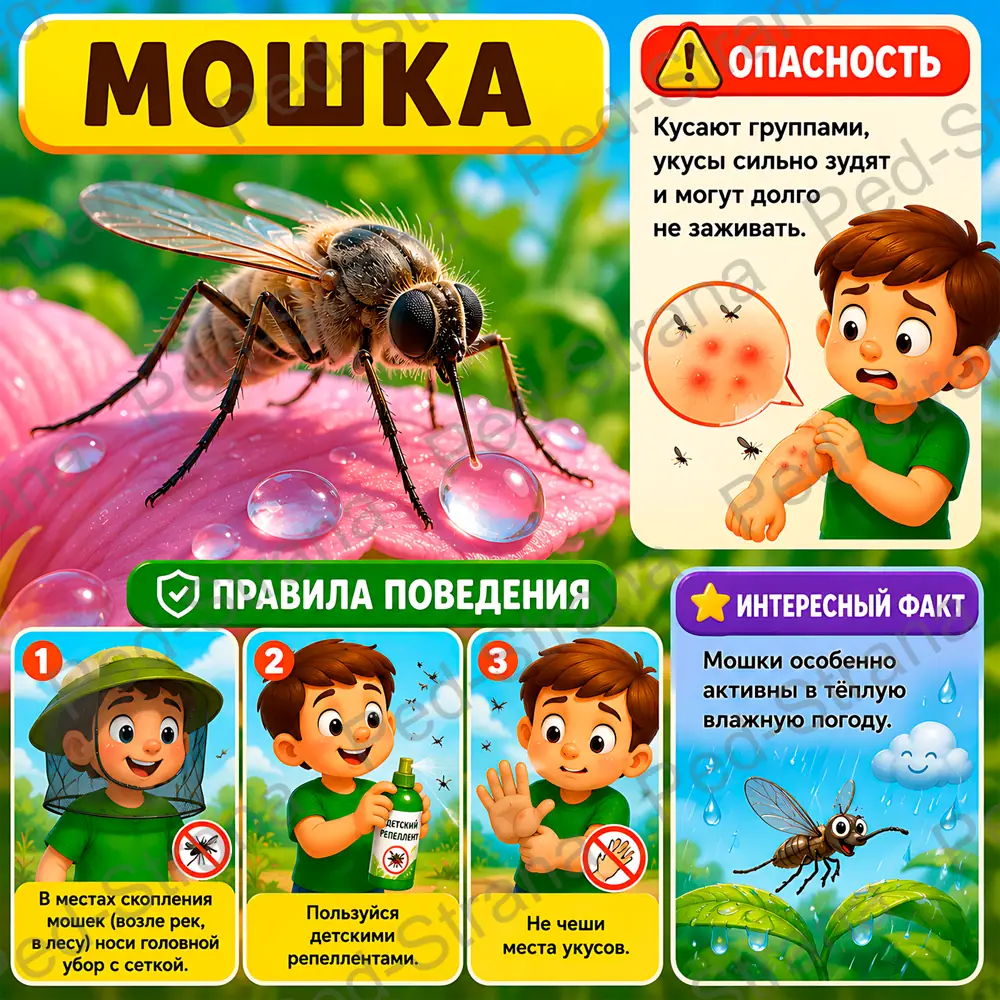 Тематические карточки "Опасные насекомые" — страница-пример 6