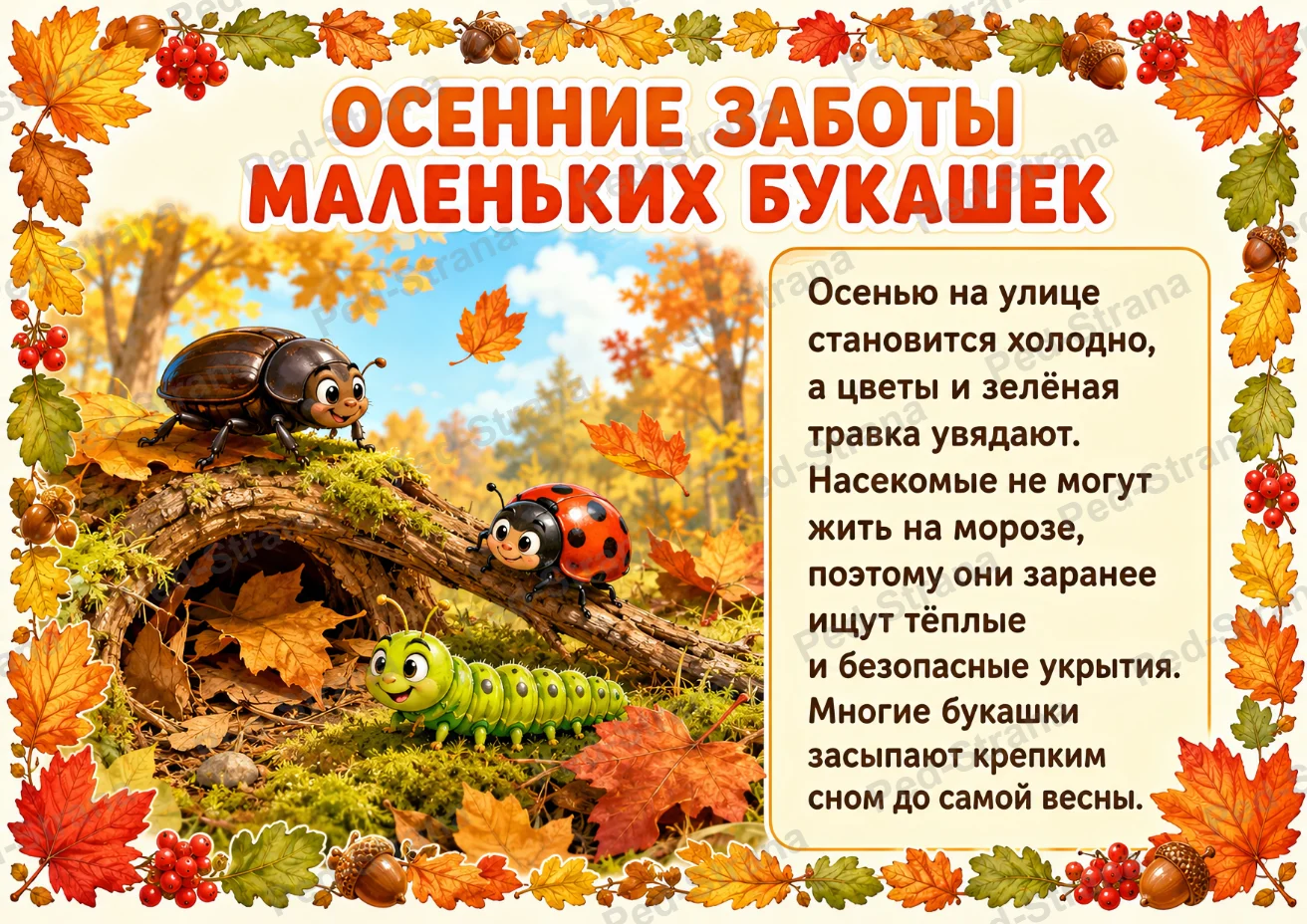 Тематический альбом «Как насекомые готовятся к зиме» — страница-пример 3