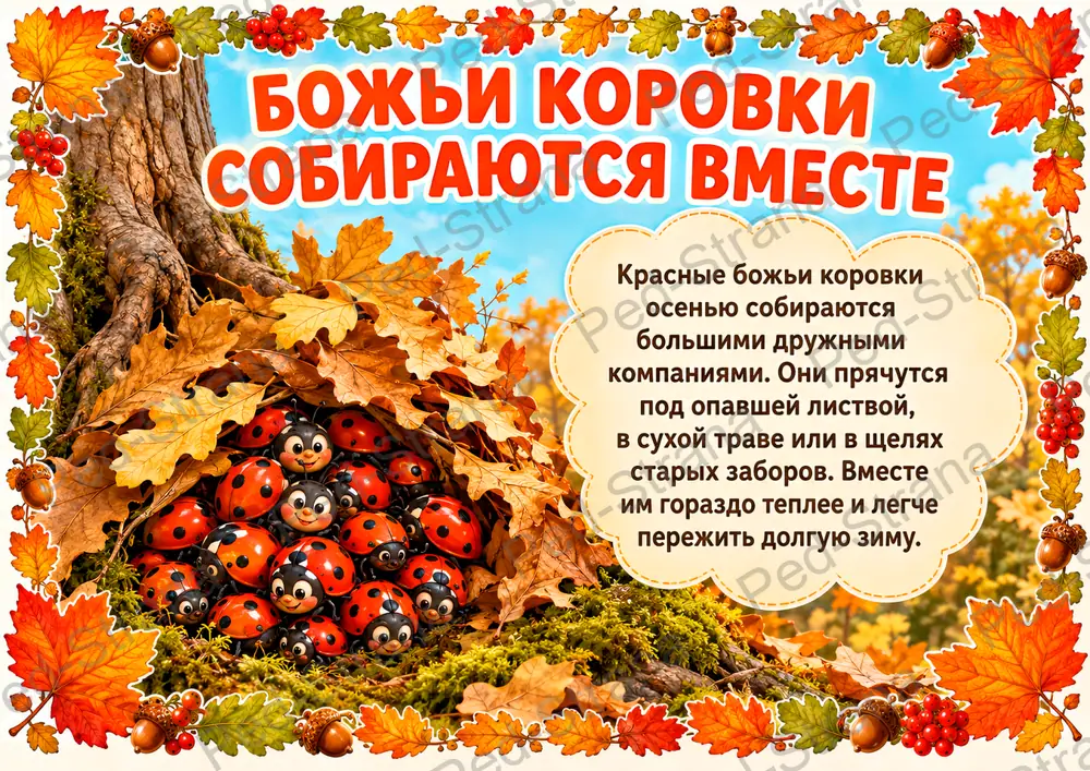 Тематический альбом «Как насекомые готовятся к зиме» — страница-пример 8