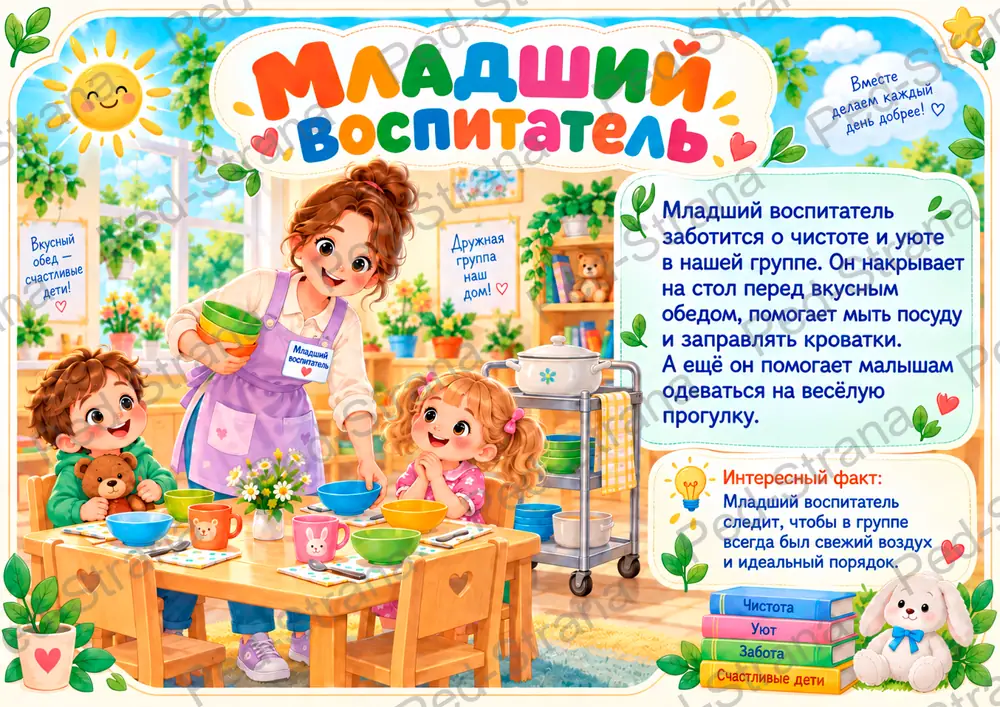 Тематический альбом "Кто заботится о нас в детском саду" — страница-пример 18