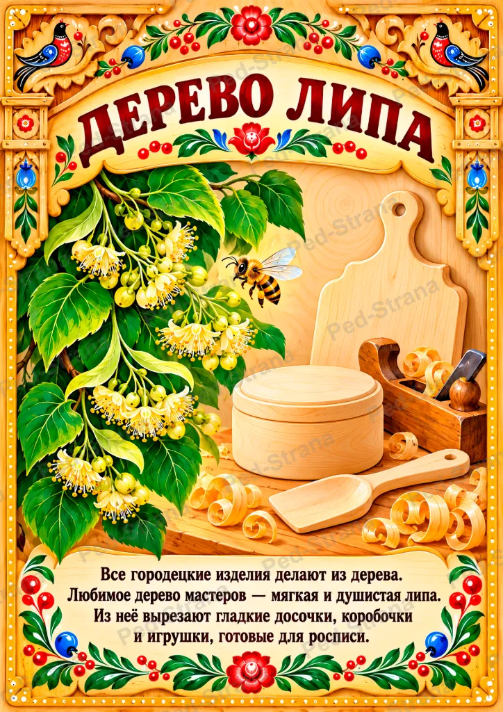 Тематический альбом «Городецкая роспись» — страница-пример 2