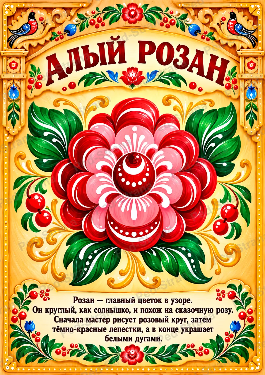Тематический альбом «Городецкая роспись» — страница-пример 3