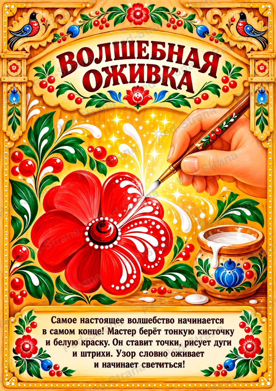Тематический альбом «Городецкая роспись» — страница-пример 4