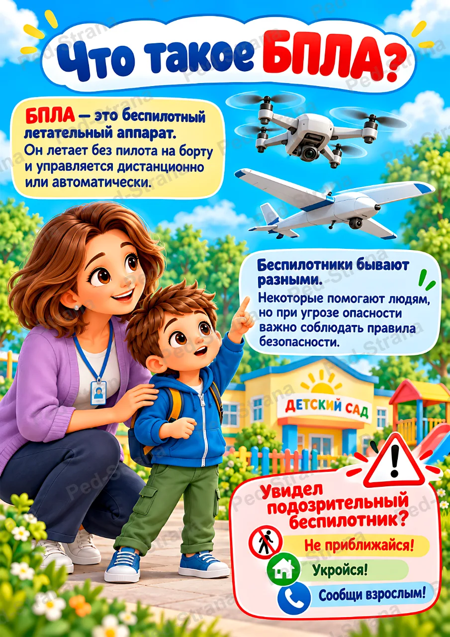 Папка - передвижка "Безопасность при угрозе БПЛА" — страница-пример 1