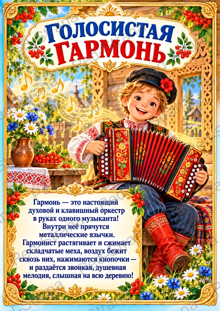 Тематический альбом "Музыкальные инструменты народов России" — страница-пример 6