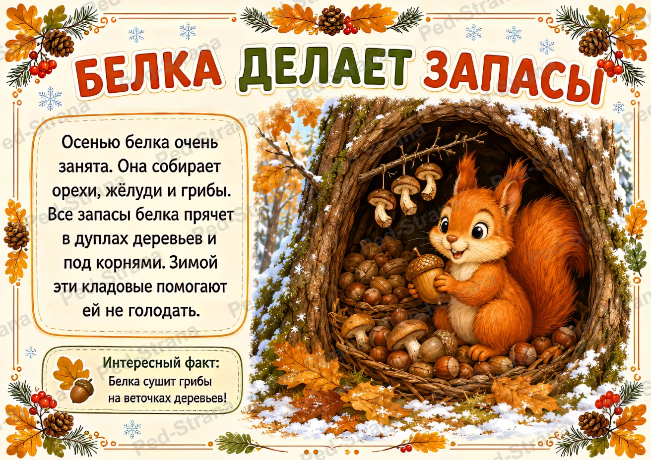 Тематический альбом «Как животные готовятся к зиме» — страница-пример 3