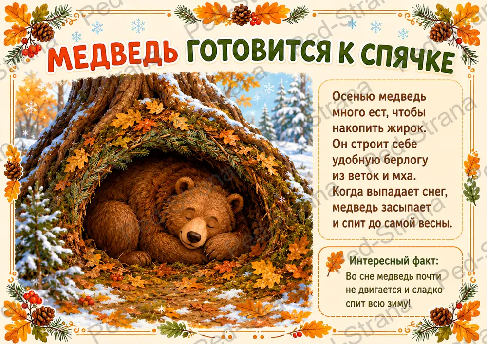 Тематический альбом «Как животные готовятся к зиме» — страница-пример 4