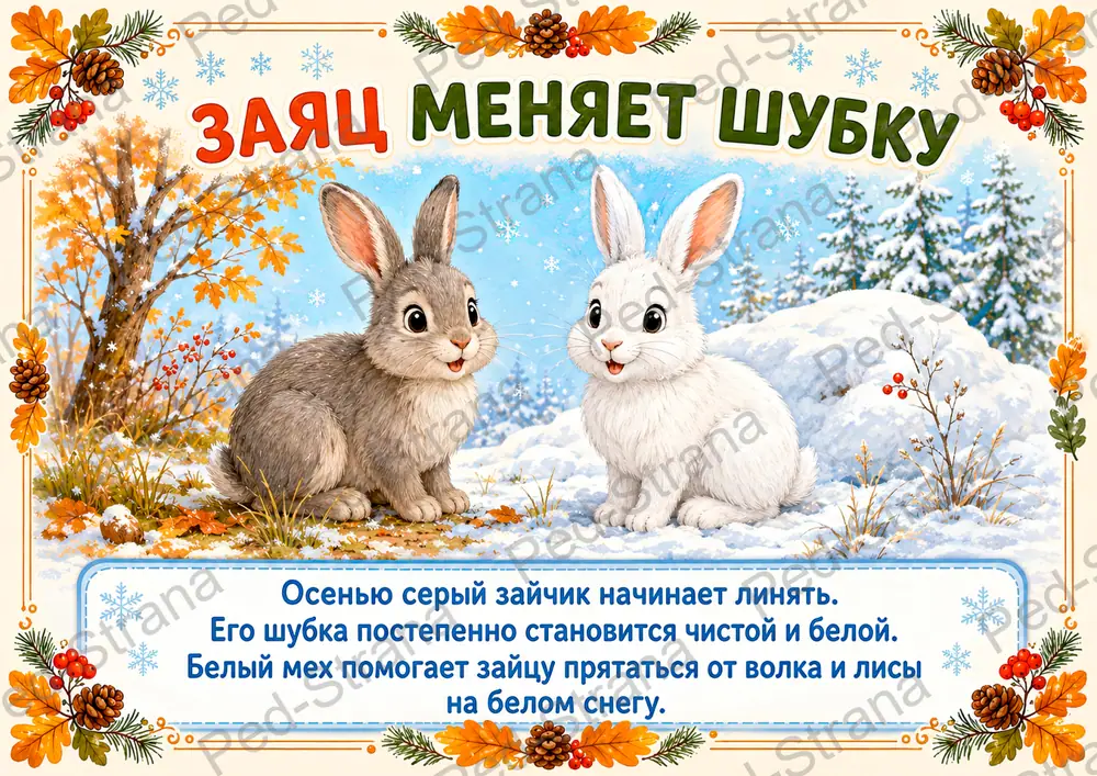 Тематический альбом «Как животные готовятся к зиме» — страница-пример 5
