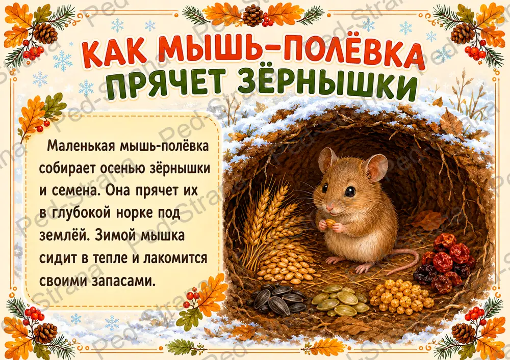 Тематический альбом «Как животные готовятся к зиме» — страница-пример 10