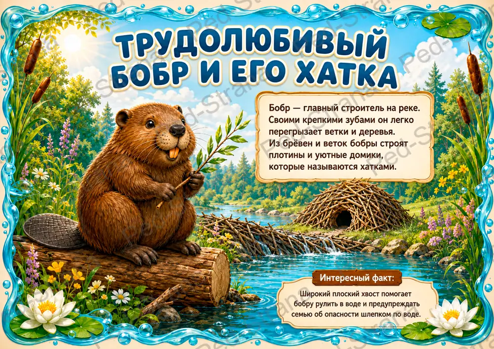 Тематический альбом «Обитатели рек и озёр» — страница-пример 4