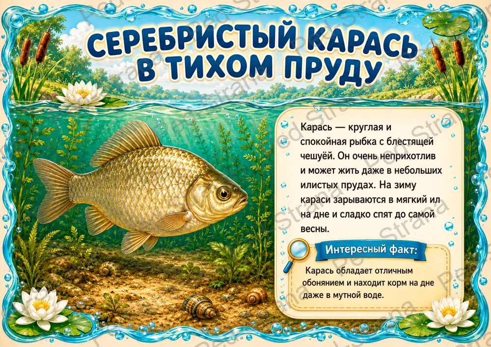 Тематический альбом «Обитатели рек и озёр» — страница-пример 8