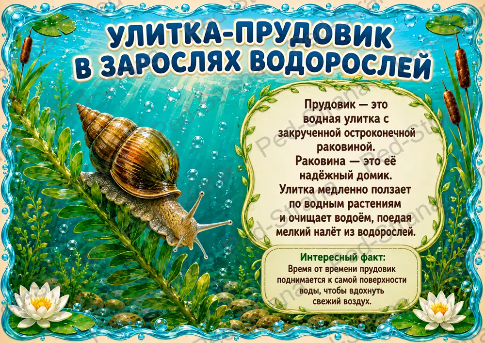 Тематический альбом «Обитатели рек и озёр» — страница-пример 15