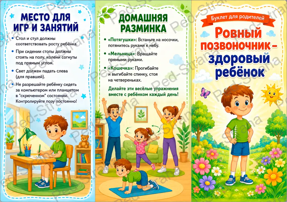 Буклет "Ровный позвоночник - здоровый ребёнок" — страница-пример 2